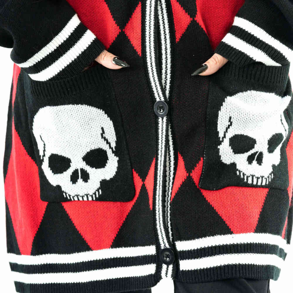 Vixxsin - Harlequin Lange cardigan - Zwart/Rood